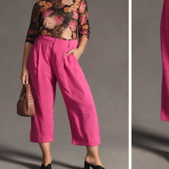 Anthropologie Cropped Pleated Trousers NWT Size 10 - Picture 2 of 11